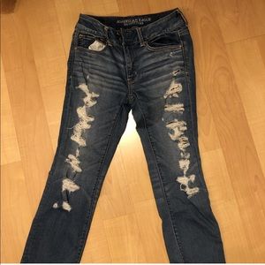 American Eagle low waist ripped jeans